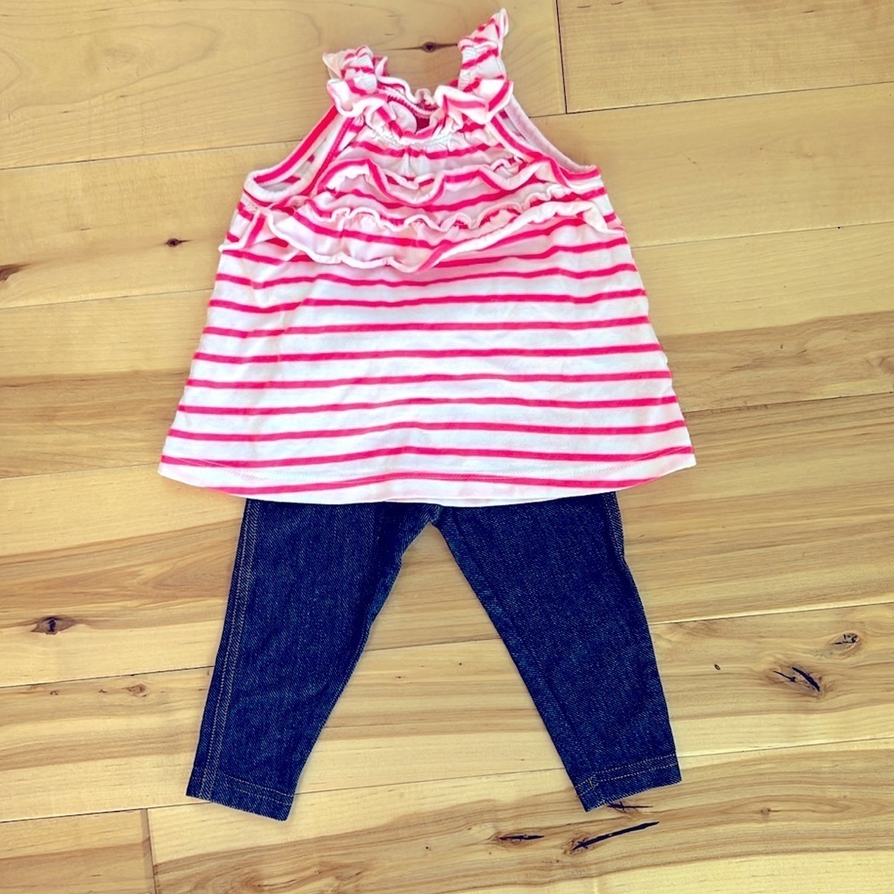 Carters baby tank and legging set neon pink stripe 6 month